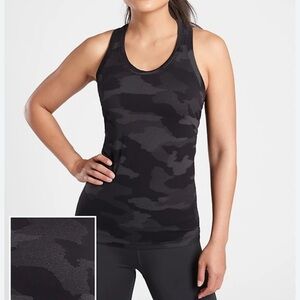 Athlete black camo speed light racer back tank top